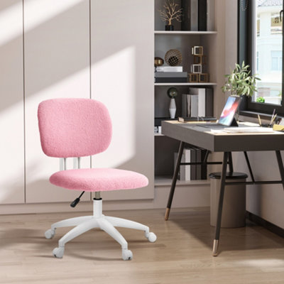 Vinsetto Fluffy Home Office Chair with Adjustable Height, Armless, Pink