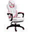 Vinsetto Gaming Chair Ergonomic Reclining Manual Footrest Wheels Stylish Pink