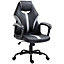 Vinsetto Gaming Chair Swivel Home Office Computer Racing Gamer Desk Faux Leather with Wheels, Black Grey
