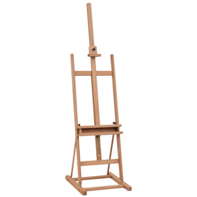Vinsetto H-Frame Wooden Studio Easel Height Adjustable Canvas Holder and Pencil Case for Display, Exhibition, Drawing, Painting