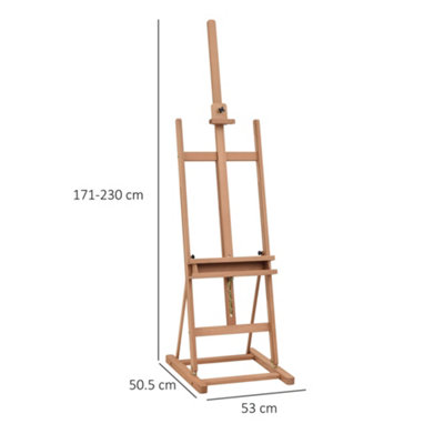 Vinsetto H-Frame Wooden Studio Easel Height Adjustable Canvas Holder and Pencil Case for Display, Exhibition, Drawing, Painting