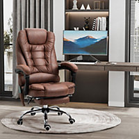 Vinsetto Heated 6 Points Vibration Massage Executive Office Adjustable Swivel Ergonomic High Back Desk Chair Recline Brown
