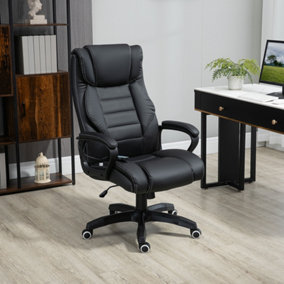Vinsetto High Back Executive Office Chair 6- Point Vibration Massage Extra Padded Swivel Ergonomic Tilt Desk Seat, Black
