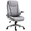 Vinsetto High Back Executive Office Chair Home Swivel PU Leather, with Flip-up Arm, Adjustable Height, Grey