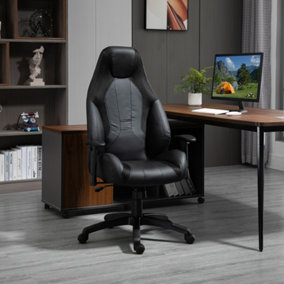 Vinsetto High Back Executive Office Chair Mesh Faux Leather Gaming Gamer Chair Swivel Wheels, Adjustable Height and Armrest, Black