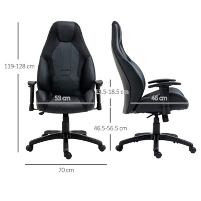 Vinsetto High Back Executive Office Chair Mesh Faux Leather Gaming Gamer Chair Swivel Wheels, Adjustable Height and Armrest, Black