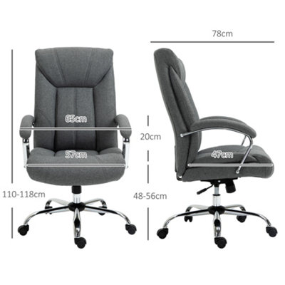 Vinsetto High Back Home Office Chair Swivel Linen Fabric Desk Armchair, Grey
