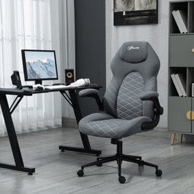 Vinsetto High-Back Home Office Chair w/ Flip Up Armrests Swivel Seat Dark Grey
