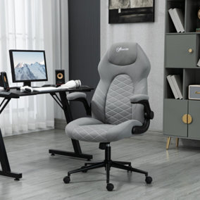 Vinsetto High-Back Home Office Chair w/ Flip Up Armrests Swivel Seat Light Grey
