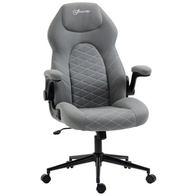 COMPACT LO CHAIR 02 basque “gray stripe” Vinsetto High-Back Home Office Chair w/ Flip Up Armrests