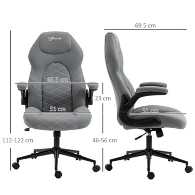 Vinsetto High-Back Home Office Chair w/ Flip Up Armrests Swivel Seat Light Grey