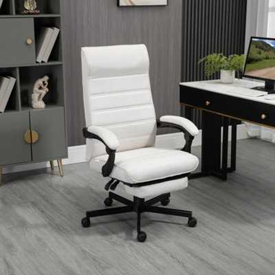 White office cheap chair with footrest