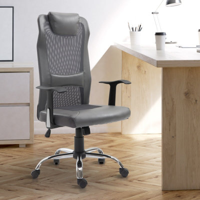 Vinsetto High Back Mesh Home Office Chair Swivel Ergonomic Task w/ Pillow, Grey