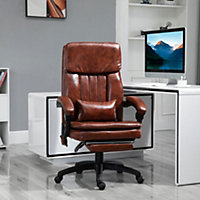 Vinsetto High Back Office Chair, Gaming Recliner with Footrest, 7 Massage Points, Adjustable Height, Reclining, Brown