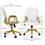 Vinsetto Home Office Chair Button Tufted Desk Chair with Swivel Wheels White