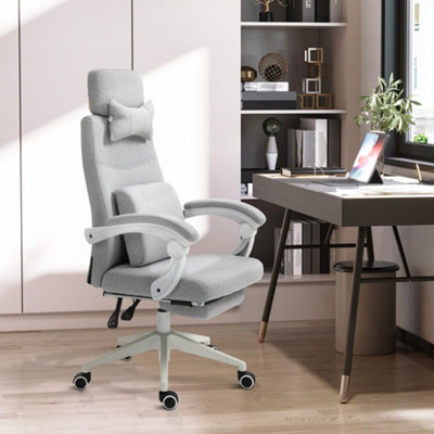 Vinsetto Home Office Chair Reclining Computer Chair w Lumbar Support Grey