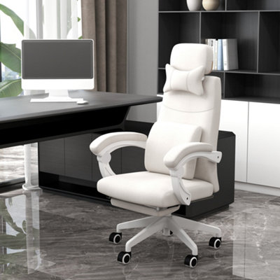 Vinsetto Home Office Chair Reclining Computer Chair w/ Lumbar Support White