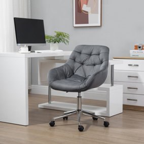 Vinsetto Home Office Chair Velvet Ergonomic Computer Comfy Desk with Adjustable Height, Dark Grey