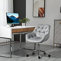 Vinsetto Home Office Chair Velvet Ergonomic Computer Comfy Desk with Adjustable Height, Grey
