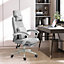 Vinsetto Home Office Chair w/ Manual Footrest Recliner Padded Modern Adjustable Swivel Seat Grey