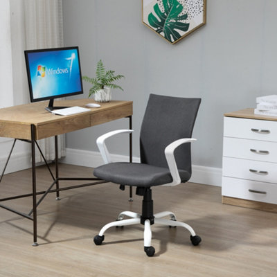 Vinsetto Home Office Linen Chair Swivel Computer Desk Task Chair, Deep Grey