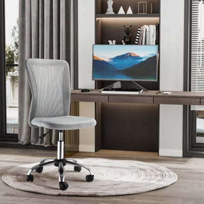 Vinsetto Home Office Mesh Task Chair Ergonomic Armless Mid Back Height Adjustable with Swivel Wheels, Grey