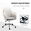Vinsetto Leisure Office Chair Linen Fabric Swivel Scallop Shape Computer Desk Chair Home Study Bedroom with Wheels, Beige