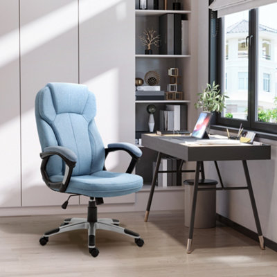 Vinsetto Linen Executive Office Chair Height Adjustable Swivel Chair, Blue