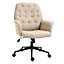 Vinsetto Linen Office Swivel Chair Mid Back Computer Desk with Adjustable Seat, Arm - Beige