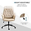 Vinsetto Linen Office Swivel Chair Mid Back Computer Desk with Adjustable Seat, Arm - Beige