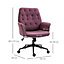 Vinsetto Linen Office Swivel Chair Mid Back Computer Desk with Adjustable Seat, Arm - Purple