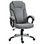 Vinsetto Linen Padded Ergonomic Office Chair w/ Swivel Adjustable Seat High Back Armrests Headrest Stylish Work Rocking Grey