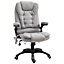 Vinsetto Massage Office Chair Recliner Ergonomic Gaming Heated Home Padded  Leathaire Fabric Grey