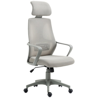 Vinsetto Mesh Back Office Chair w/ Adjustable Height Padded Headrest Grey