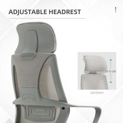Vinsetto Mesh Back Office Chair w/ Adjustable Height Padded Headrest Grey