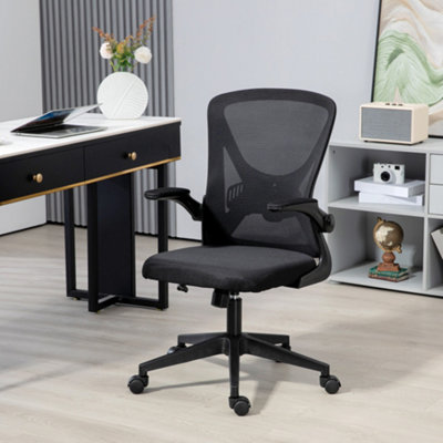 Vinsetto Mesh Home Office Chair Swivel Task Chair w/ Lumbar Support, Arm, Black