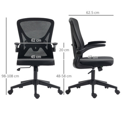 Vinsetto Mesh Home Office Chair Swivel Task Chair w/ Lumbar Support, Arm, Black