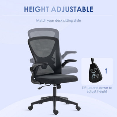 Vinsetto Mesh Home Office Chair Swivel Task Chair w/ Lumbar Support, Arm, Black