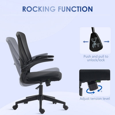 Vinsetto Mesh Home Office Chair Swivel Task Chair w/ Lumbar Support, Arm, Black