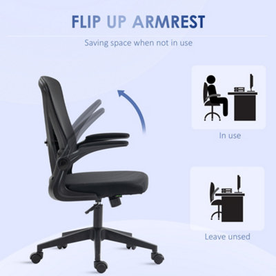 Vinsetto Mesh Home Office Chair Swivel Task Chair w/ Lumbar Support, Arm, Black