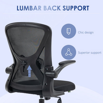 Vinsetto Mesh Home Office Chair Swivel Task Chair w/ Lumbar Support, Arm, Black