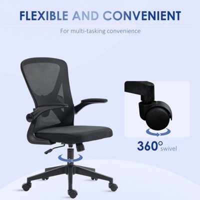 Vinsetto Mesh Home Office Chair Swivel Task Chair w/ Lumbar Support, Arm, Black