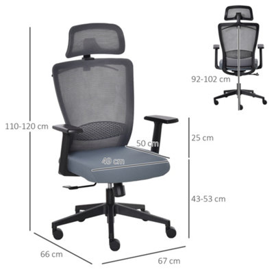 Vinsetto Mesh Home Office Chair with Lumbar Back Support, Coat 