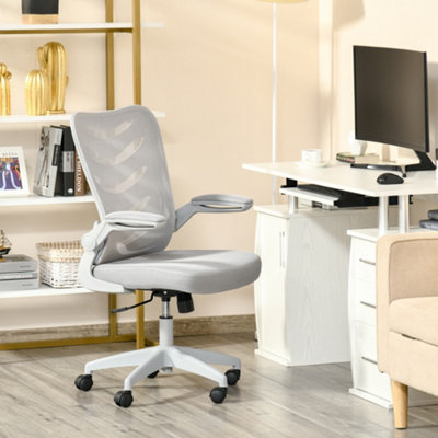 Grey office chair discount with flip up arms