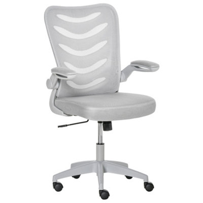 Grey office chair with outlet flip up arms