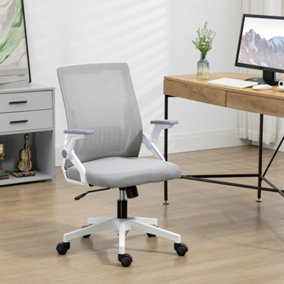 Vinsetto Mesh Office Chair for Home with Lumbar Support, Flip-up Arm, Wheels