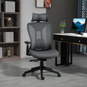 Vinsetto Mesh Office Chair for Home with Lumbar Support, Sliding Seat, 3D Arm