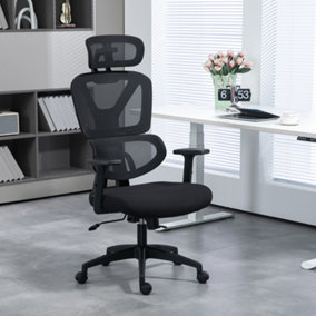 Vinsetto Mesh Office Chair Swivel Desk Chair w/ Adjustable Height Headrest Black