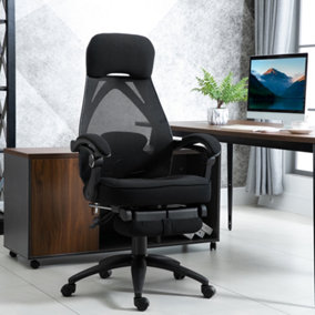 Vinsetto Mesh Swivel Task Chair for Home Office Desk Recliner w/ Footrest Black