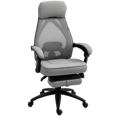 Vinsetto Mesh Swivel Task Chair for Home Office with Footrest Dark Grey